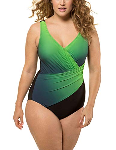 Ulla Popken Badeanzug Farbverlauf, Große Größen Traje de baño de una Sola Pieza, Verde (Negro/Verde 72057941), 62 para Mujer