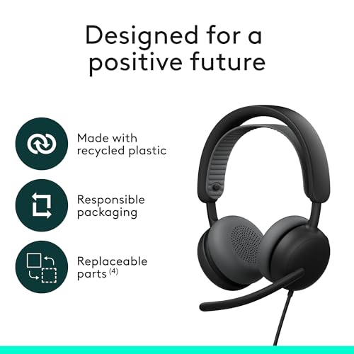 Logitech Zone Wired 2 Noise Canceling Headset with Adaptive Hybrid - Black | Noise-canceling, adaptive hybrid ANC, wired connectivity - image 9