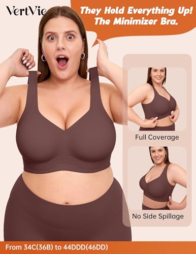 Image of Vertvie Jelly Bras for Women No Underwire Minimizer Support | Plus Size Older Lift, Full Coverage & Smoothing Back, Push Up, Separation & Supportive, Soft Comfy Seamless Wireless Bralette