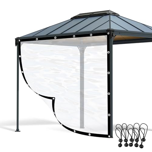 Transparent Waterproof Outdoor Curtain for Pergola Patio & Pavilion 5x5.5m Durable Polyethylene Canopy Clear Sidewall for Garden Privacy & Protection