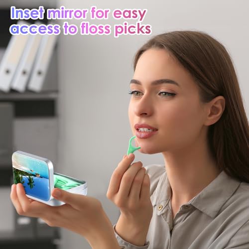 Image of Gerkia Portable Dental Floss Case - Easy to Store Floss Picks, Perfect for Travel, Hotels, Dinners, Appointments, Beach Coconut Tree, 1 Foot (Pack of 1), Modern