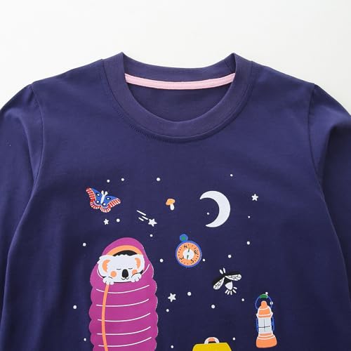 Image of Toddler Girls T-Shirt Knit Cotton Animal Pattern Round Neck Long Sleeve Top Sweatshirt 3 Pack