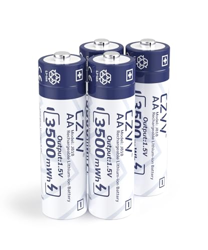 Rechargeable Lithium AA Batteries 4-Pack 1.5V, 3500mWh