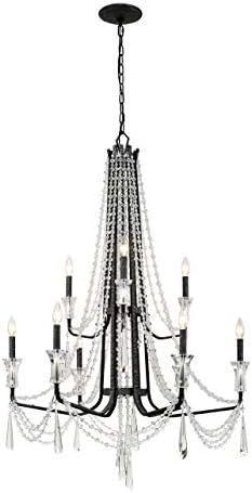 Barcelona 9 Light 2-Tier Crystal Chandelier - Onyx