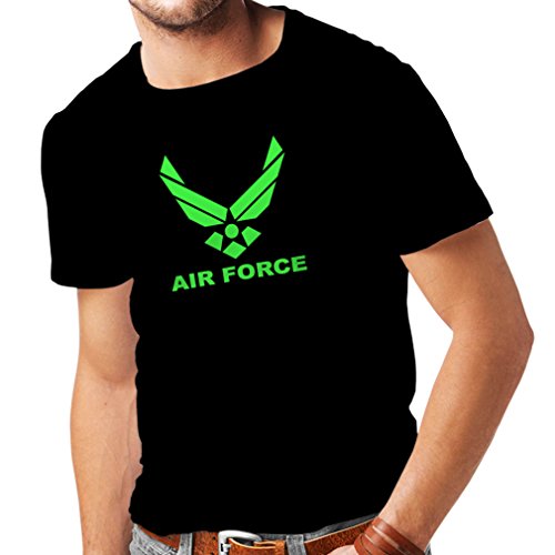 lepni.me Maglietta da Uomo United States Air Force (USAF) - U. S. Army, USA Armed Forces (Large Nero Verde)