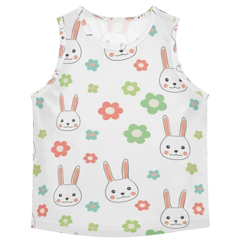 J JOYSAY Rabbit Flower Blossom White Boys Tank Top Sleeveless Muscle Shirts Quick Dry Kids T-Shirts 3-15T