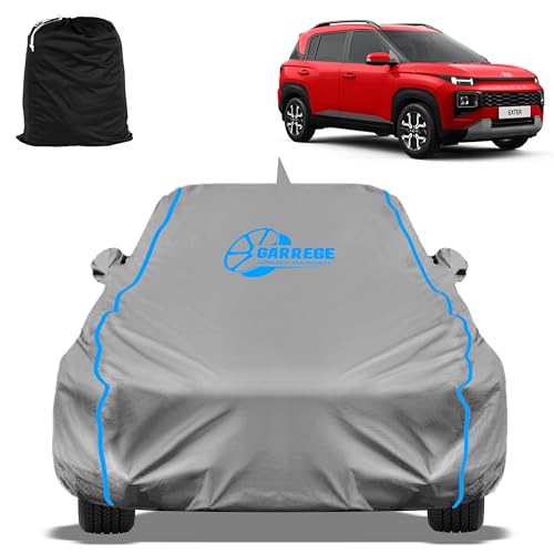 Image of Waterproof Car Cover Compatible with Exter Sx Knight Dt Amt Cover, All-Weather Protection, Soft Cotton Inner Lining, Mirror & Antenna Pockets, Adjustable Belt with Buckle & Elastic, (Grey)