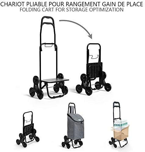 VOUNOT Folding Shopping Trolley on 6 Wheels, Stair Climbing Shopping Cart, Grocery Trolley, Oxford Grey