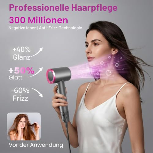 Ionen-Haartrockner 110000 U/min, leise 50dB, 4 Heiz- & 2 Stufen – Ansicht 3