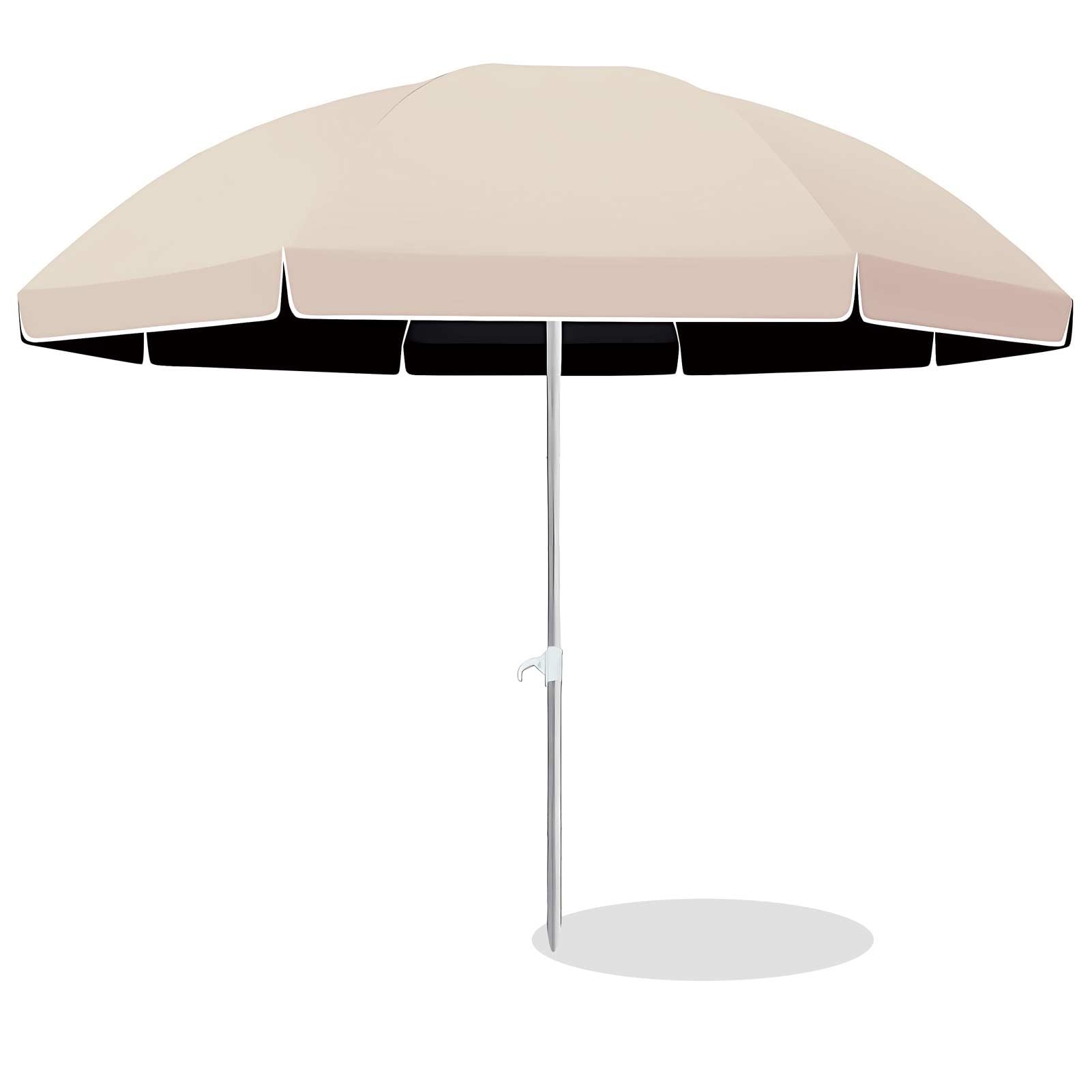 LRZPTDYU Portable Outdoor Beach Umbrella UPF 50+ 8 Sturdy Ribs Adjustable Lightweight Sun Shade for Poolside Backyard Garden Party Parasol