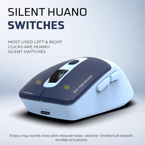 Image of Amkette Epic S Rechargeable Wireless Mouse /Bluetooth Mouse |2 BT + 2.4GHz | Up to 3200 DPI Instant S201 Sensor | 500mAh Type-C Charging, 40H Battery | Silent Huano Switches |6 Buttons Compact Mouse
