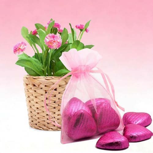 Image of Dealglad 100pcs Drawstring Organza Jewelry Candy Pouch Party Wedding Favor Bags (3x4, Pink)