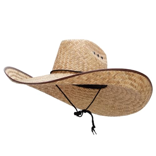 e4Hats.com Oversized Western 7 Inch Brim Hat - Brown OSFM