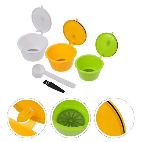 UPKOCH 3Pcs Recarregáveis Cápsula de Café Com Colher E Escova Filtro de Café Reutilizáveis Compatíve