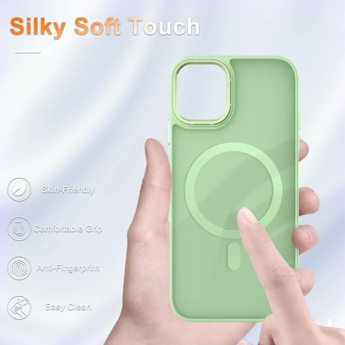 Image of YENAPOON for iPhone 12 Pro /iPhone 12 Case, Matte Magnetic Case, Mint Green | Fit for Magsafe, Screen Protector Included, Matte Translucent Frosted Slim Shockproof Protective Phone Cover