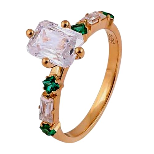 Bague de mariage moissanite et émeraude cadeau de naissance mai et avril