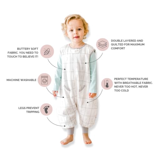 Image of Tealbee Dreamsuit Toddler Sleep Sack with Feet - Walker Sleep Bag with Legs, Rayon made from Bamboo, All Season 1.2 TOG, 2-Way Zipper, 12m-2T - Alphabet