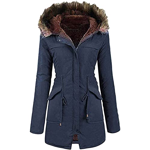 Parka doublée en molleton DGKaxiyaHM pour femme avec capuche en fourrure