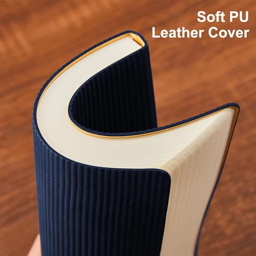 Image of Lined Journal Notebook for Work College Ruled Notebook 5.79 inch x 8.27 inch A5 PU Leather Daily Journaling Notebook 216 Pages for Women Men Daily Writing Business School Travel Gift (Dark Blue)