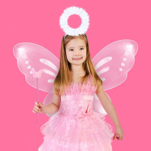 12 Pack Butterfly Fairy Angel Wings And Halos Sets For Kids Girls Angel Costume, Angel Dress Up Feather Costumes For Christmas Halloween Valentine's Day Pageants Plays Games Musical And Parties #TOP5