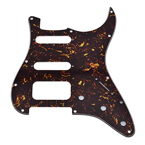 Image of Dopro 11-Hole Strat HSS Guitar Pickguard 2-Screw Humbucking Pickup Mount for American FD Stratocaster Dark Tortoise