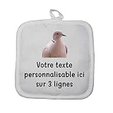 Mygoodprice Manique Gant de Cuisine Pictogramme Tourterelle avec Texte Personnalisable