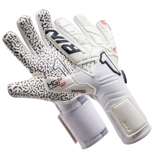 Rinat Kratos-Prime Goalkeeper Gloves Super Softy XP Latex | Negative Cut | Impact-Absorbing | Adjustable Strap | Elastic Wristband | Breathable & Durable (White 9)