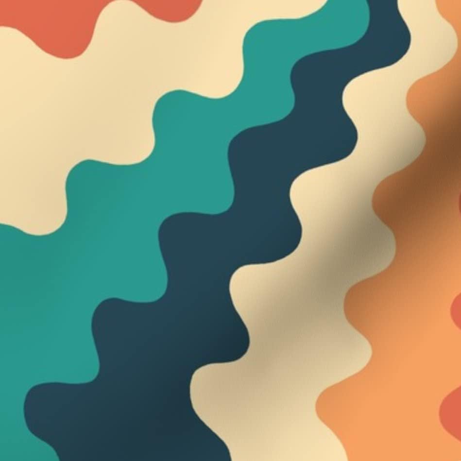 Miniatura 6 de Spoonflower Tela  Psicodélico Retro 1970S Onda Verde azulado Naranja Aqua Impreso en Tela Satén Grasa Cuarto  Forro Costura Ropa Moda Mantas