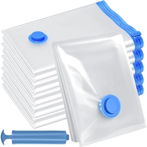 Vacuum Storage Bags, Compression Bags, 100x130cm Reusable Vacuum Compression Zipper Storage Bags With Airtight Valve and Hand Pump for Duvet, Quiltsm, Comforters, Bedding, Pillows (6pcs)