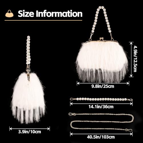 Image of Women Clutch Purses,Fluffy Feather Evening Handbags for Wedding Party Banquet Prom Crossbody Bag