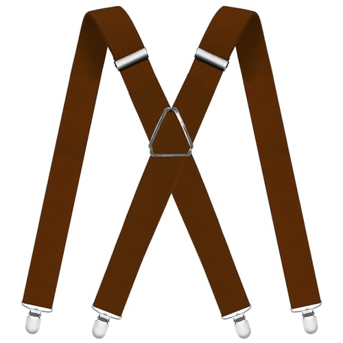 WOXVM Mens Suspenders Adjustable Braces with 4 Strong Metal Clips Elastic X Back Heavy Duty Suspender for Men and Women