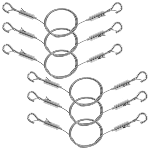 Image of US 4 /6Pcs Picture Hanging Wire 3.48 FT 304 Stainless Steel Mirror Hanging Wire Rope Adjustable Length Picture Frame Hanging Hardware Heavy Duty Mirror Frame Hanging Kit for Mirror(6,silver)
