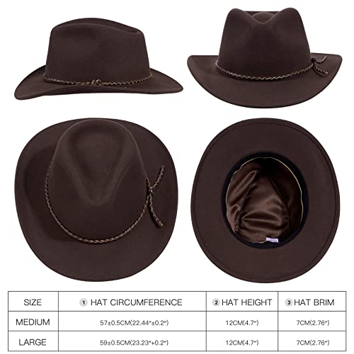 Mix Brown Western Outback Hat 100% Australian Wool Crushable Mens Cowboy Hat Wide Brim Pinch Front Hat Classic Style #TOP2