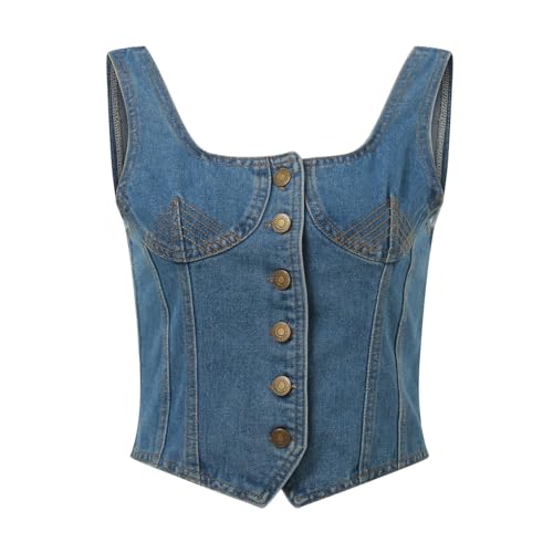 Cropped Vest for Women Sexy Denim Vest U Sleeveless Jean Tank Top Low Cut Tight Fit Fashion Vest 3XL Womens Tops2
