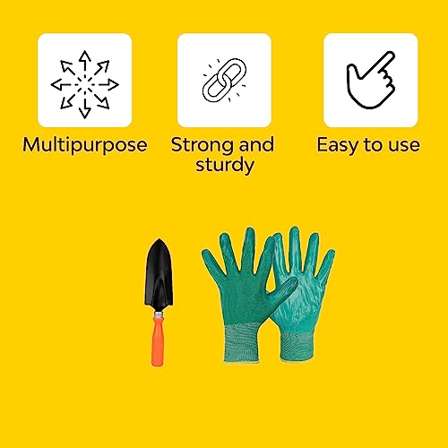 Kraft Seeds Garden Tool Kit - 9 Pcs (Weeder, Trowels, Hand Fork, Cultivator, Scissors, Pruner, Gardening Hand Gloves, Spray Pump) | Durable Gardening Tools | Home Gardening Hand Tool Set