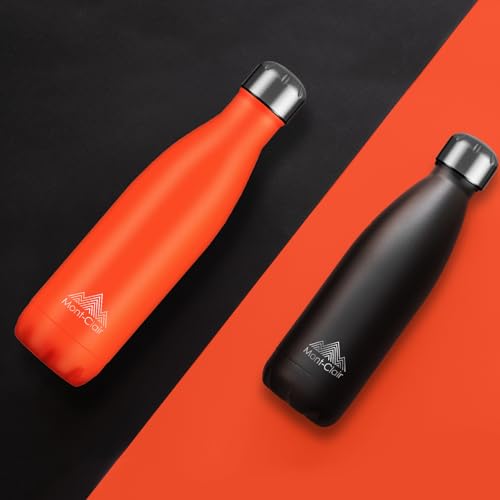 Image of Mont-Clair Stainless Steel Water Bottle, Vacuum insulated - BPA Free, 12h Hot & 24h Cold Drinks, Metal Water Bottle 34 oz Leakproof, Ideal for Adult, Kids, Running - Orange