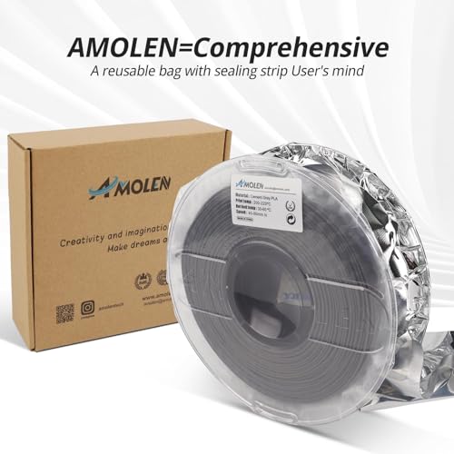 Image of AMOLEN PLA 3D Printer Filament, Cement Grey PLA Filament 1.75mm, Magic Stone Marble PLA 3D Printing Filament, 1kg Spool (2.2lbs), Dimensional Accuracy + /- 0.02 mm, Fit Most FDM Printer