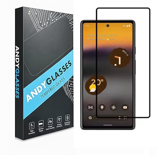Image of Tempered Glass Screen Protector Compatible For Google Pixel 6A (Black) Edge To Edge Full Screen Coverage 9H With Easy Installation Kit,Pack Of 1