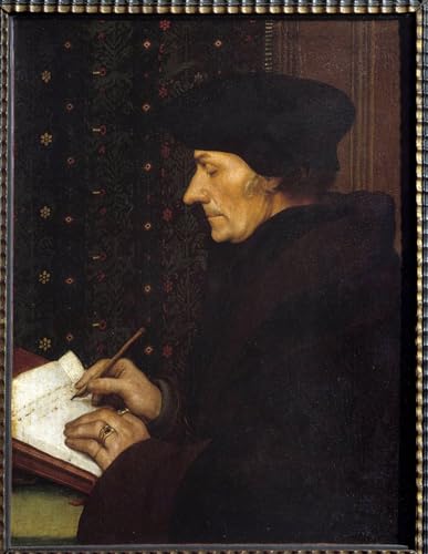Pintura de Erasmo de Rotterdam en lienzo, mural decorativo de Hans Holbein con acabado elegante