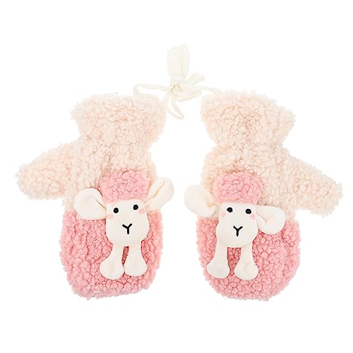 SAFIGLE 1pair Cute Plush Mittens for Girls Thickened Warm Design for Cold Weather Great for Christmas and Year Stylish and Accessories for Any Outfit