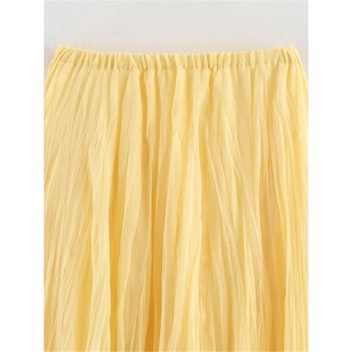 Women’S Crinkle Textured A-Line Midi Skirt Elastic Waist Non-Stretch Regular Fit Casual Everyday4