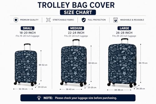 Image of Printed Luggage Cover for Traveling Bag & Suitcase - Stretchable & Scratchproof Trolley Protector with Velcro Lock & Lightweight Washable Material(Suitcase Not Included, Only Cover in Product)