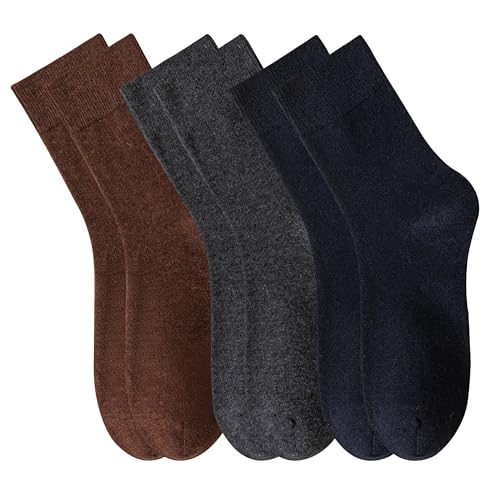Image of MAGIARTE Merino Wool Socks Christmas Gift Pack Light Weight Winter Warm Vintage Cozy Crew Socks for Women and Men 3 Pack
