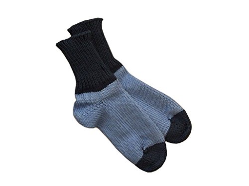 Socken 100% Merino Wolle Kinder gestrickt Beinwärmer Handgefertigt 4-5 Jahre Sky blue-Dark blue Cover
