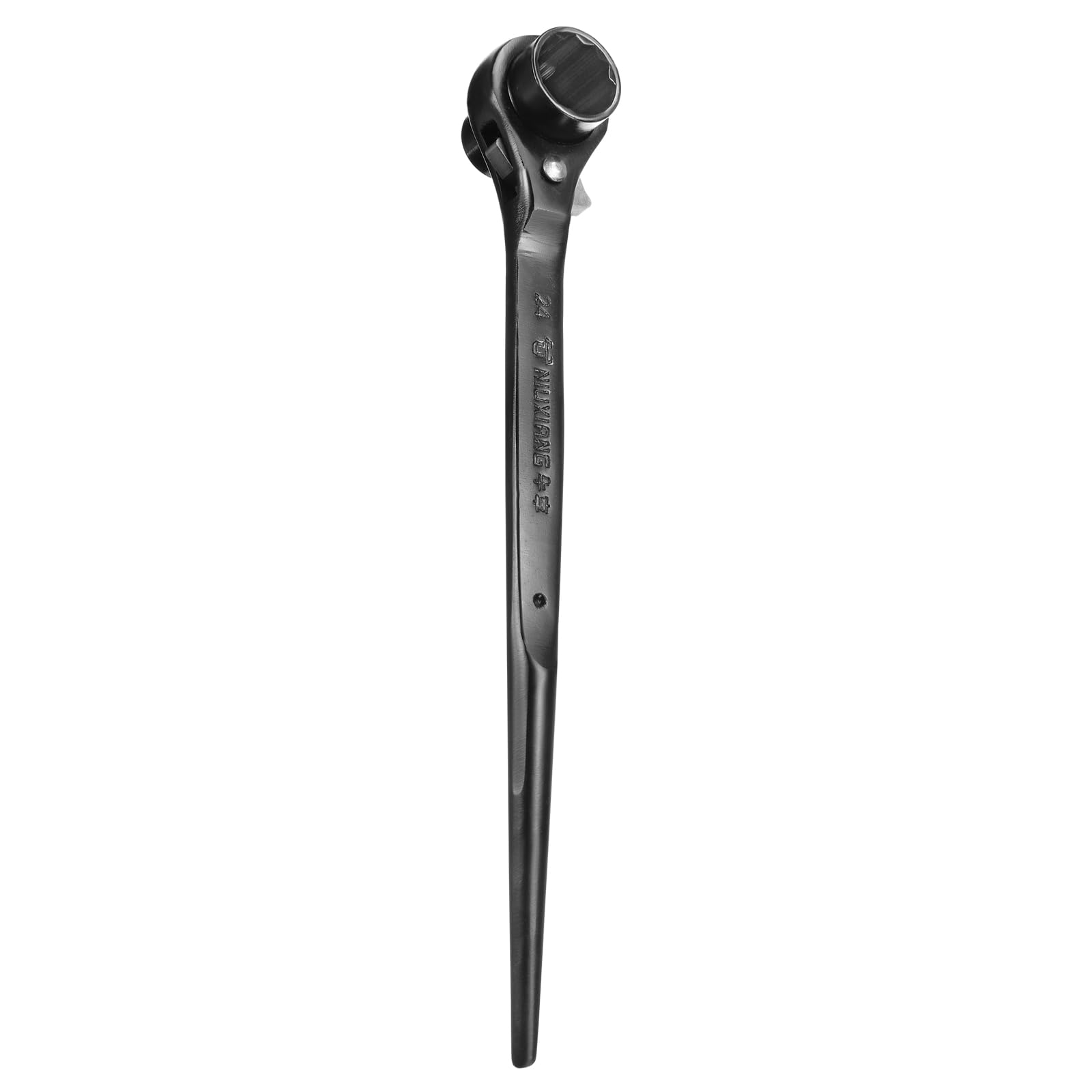 sourcing map Scaffolding Podger Ratchet Wrench 22mm x 24mm CR-V 12 Point Double Ended Socket Ratcheting Podger Scaffold Spud Spanner Tool for Auto Repair Mechanical Maintenance, Black