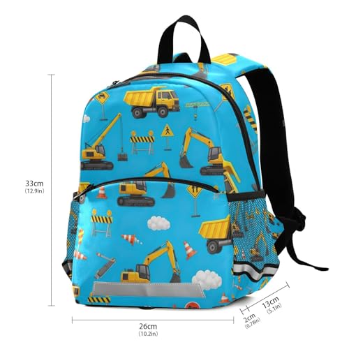 Toddler Girl Backpack with Leash, Yellow Construction Vehicles Travel Book Bag Mini Kids School Backpacks3