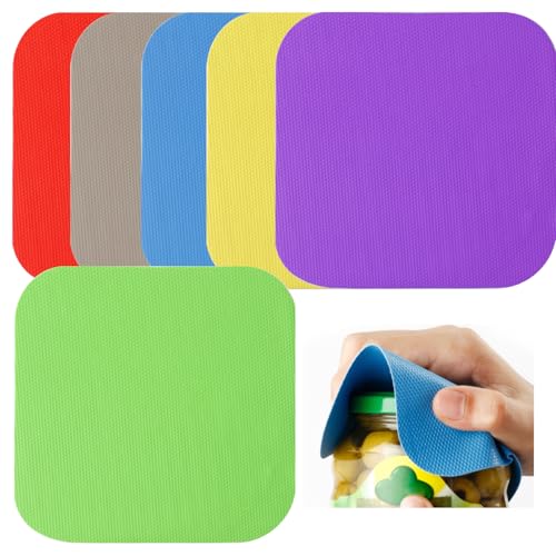 6 Pcs Silicone Jar Opener Pad Color Set, Square Gripper Cushions for Opening Jars with Ease, Ideal for Weak Hands, Seniors, Elderly & Kids, Premium Grip & Durable Rubber-Free Design