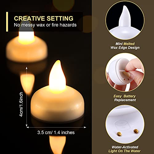 Image of Honoson 36 Pack 1.6 inch Flameless Led Floating Candles Waterproof Tealights Battery Operated Flickering Floating Candles for Wedding Centerpieces Pool Bath Party Anniversary Spa Home Decor(Yellow Light)