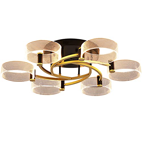 Plafonnier led à variateur d'intensité doré 48W moderne en fer acrylique