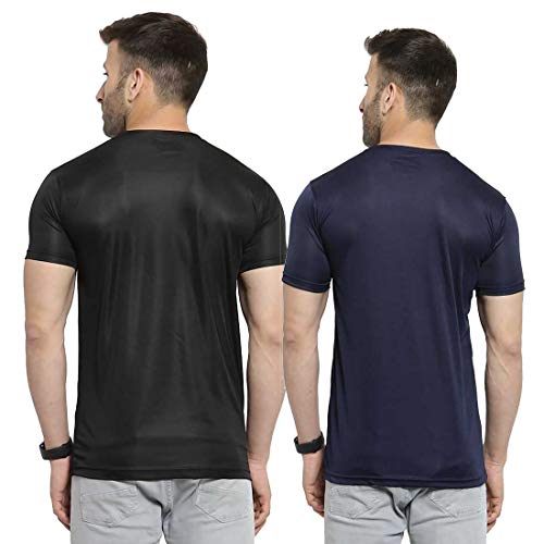 Image of TQH Men Dri Fit Polyester Half Sleeve Round Neck Multicolor t Shirts - Combo Set of 2